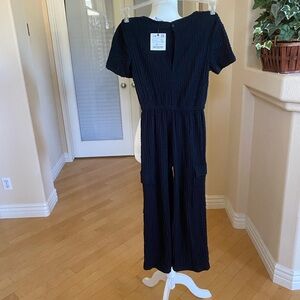 Zara Kids Black Textured Jumpsuit